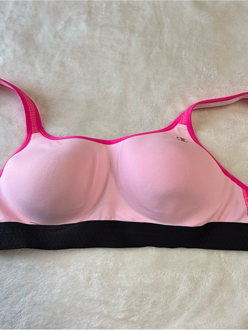 Champion Pink & Hot Pink Molded Sports Bra with Black Band